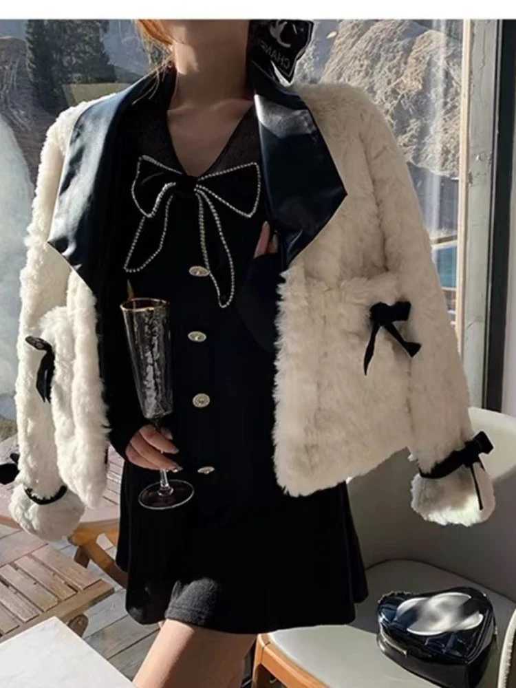 2024 Autumn and Winter Fashion New Womens Socialite Style Faux Fur Coat with Warm Collar and Short Fake Rabbit Fur JacketX241018