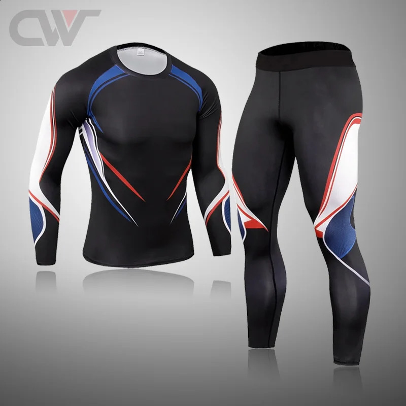 Winter Thermal Underwear Set Mens Sportswear Running Training Warm Base Layer Compression Tights Jogging Mens Gym MMA Suit 241018