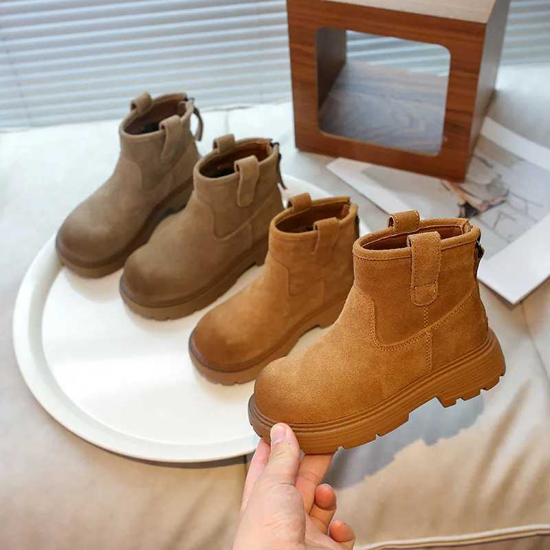 Boots Retro Kids Shoes Boots for Girl Simple Versatile Boys Platform Ankle Boots New Round-toe Non-slip Children Causal Fashion Boots H241018