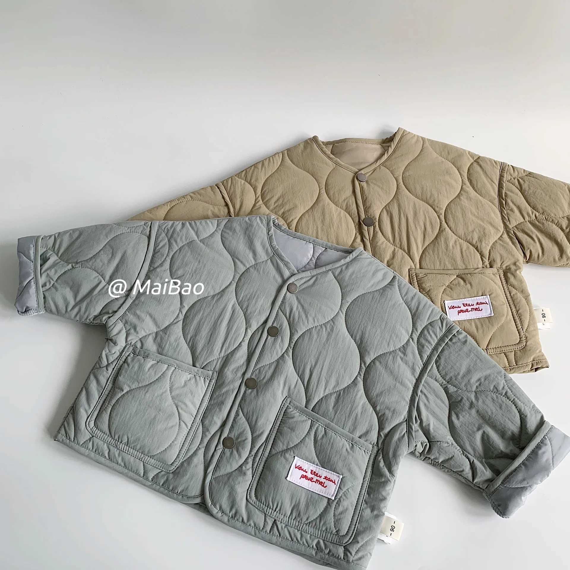 Childrens clothing childrens casual jacket winter boys and girls pockets standard cotton pads new clip on cotton fully matched jacket trendy M241018