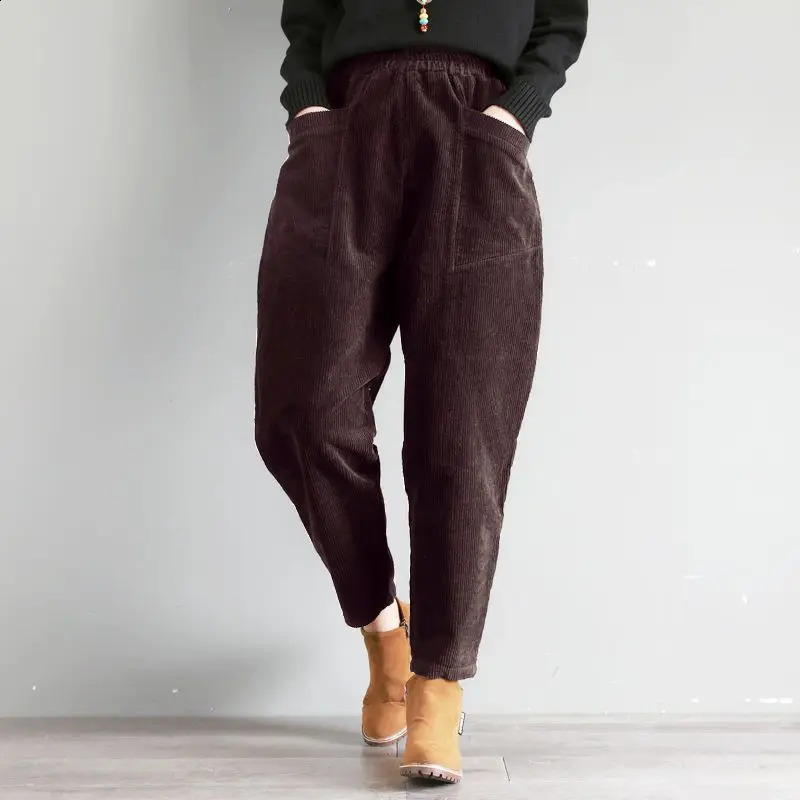 Loose Harem Pants for Women Corduroy Baggy Woman Trousers Wide Leg Black High Quality Trends 2024 Aesthetic Slacks Original G 241009