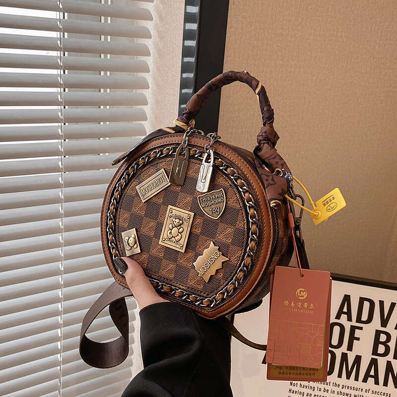 Leather Round Pu Cake Bag: Retro Texture Women's Versatile Crossbody Handbag 4