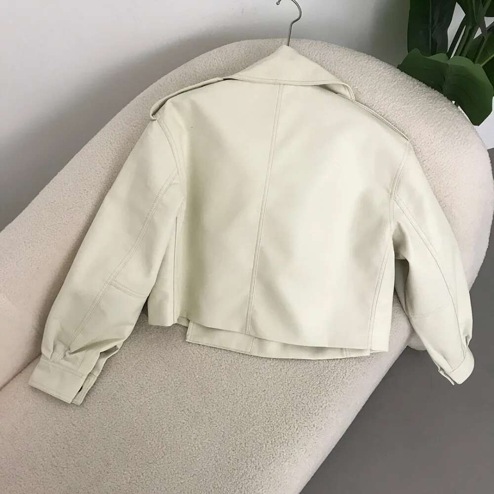 New PU Motorcycle Jackets Faux Leather Jacket American Style Spring Women Biker Coat Turn Down Collarloose Streetwear Outerwear