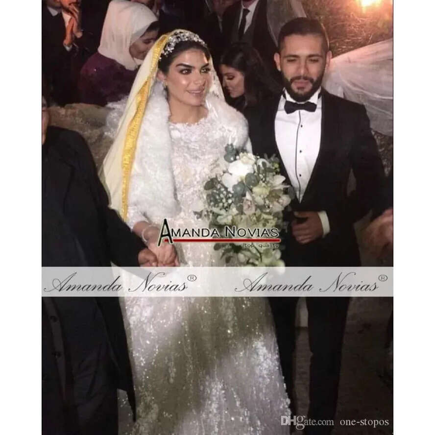 Ball D Wers Chamagne Wedding Dresses Muslim Long Sleeves Open Back Plus Size Bridal Gown Real Pictures resses