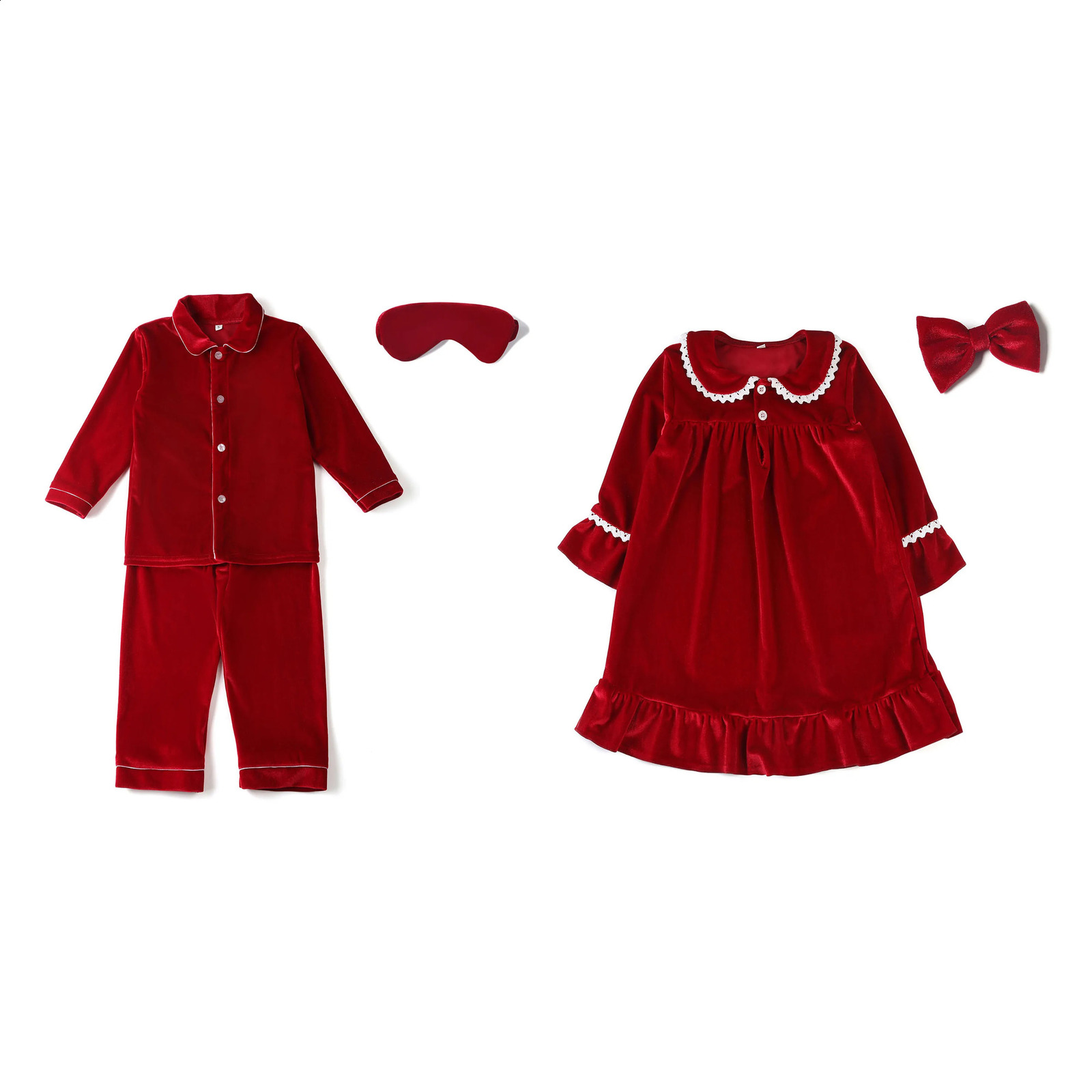 Ruffkids Kids Pyjamas Girls Boys Baby Clothes Loungewear Family Matching Pjs Red Velvet Christmas Pajamas Sets 241017