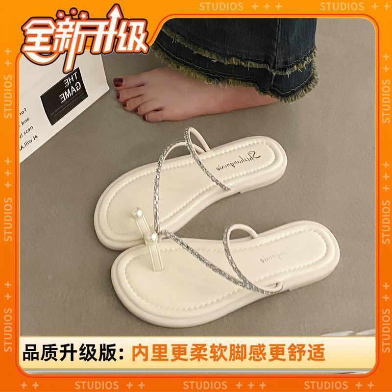 Slippers Women Wearing Internet Famous Fashionable Rhinestones French Style Sandals Super Fairy Matching Skirts Flat For Summer Outings Ddmythur