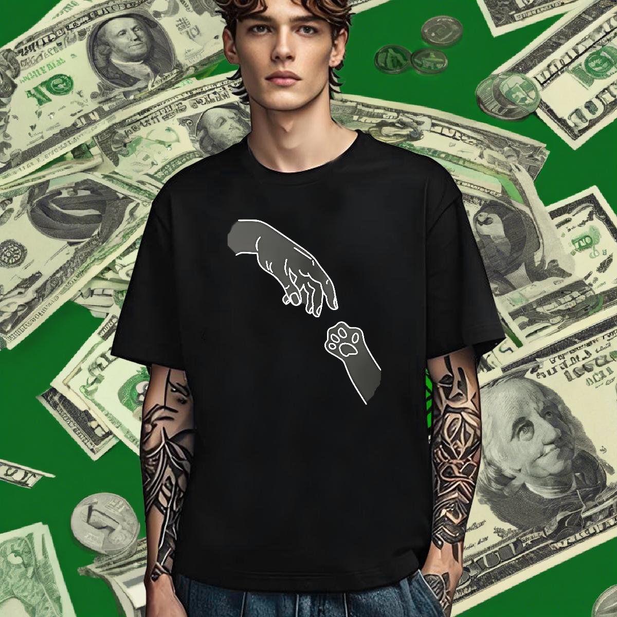 Free Shipping T shirt 230g Cotton hands Casual DIY Printed Breathable Tshirts Customized Tops Tees