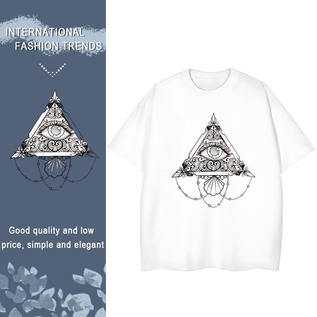 New Women T Shirts 230g Pure Cotton Crew Neck Breathable Summer Casual eye of the devil Tshirt for Man Woman Wholesale Cartoon Floral Printing Clothin