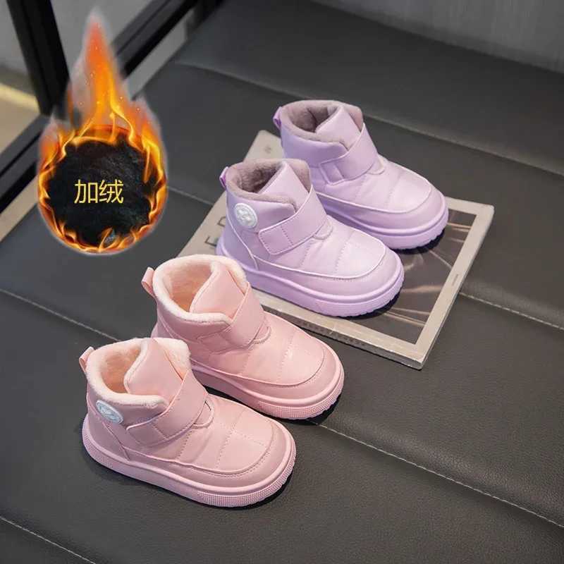 Boots Winter popular childrens high top snow boots waterproof thick velvet girls beautiful casual shoes fashionable childrens warm cotton shoes H24101
