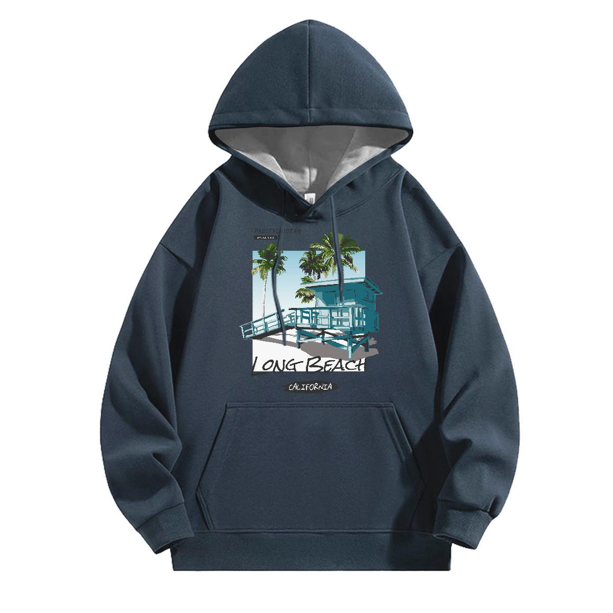 Brand Men Hoodie Loose Fit Men Tops Hoodie Plus Size Custom Wear Sports Casual Hooded Collar Long Sleeves Velvet Thick