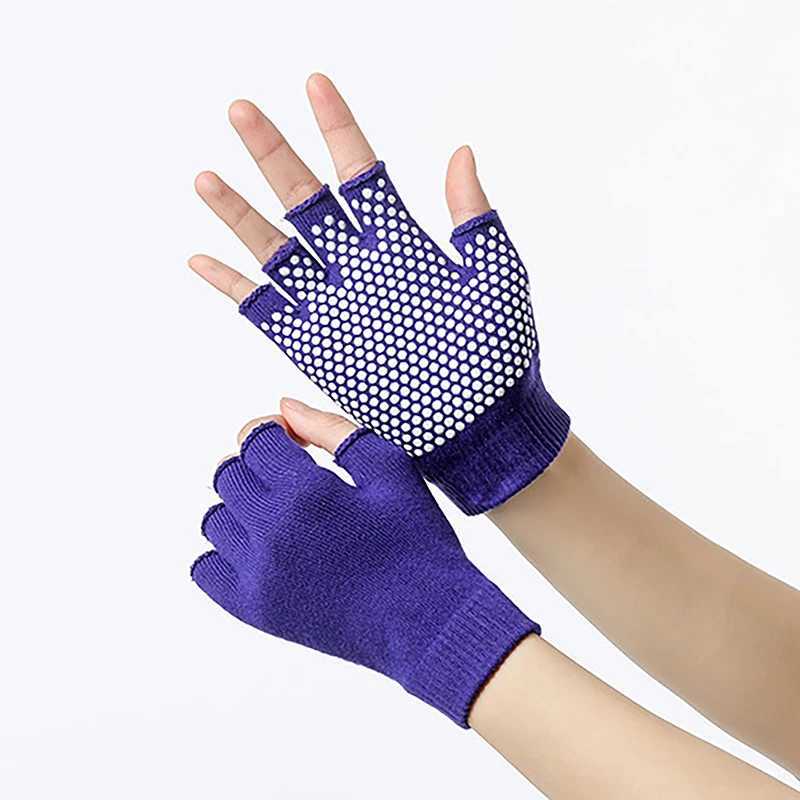 Womens Non slip Yoga Gloves Breathable Fitness Pilates Half Finger Gloves Sports Outdoor Cycling Fishing Exercise GlovesW241018