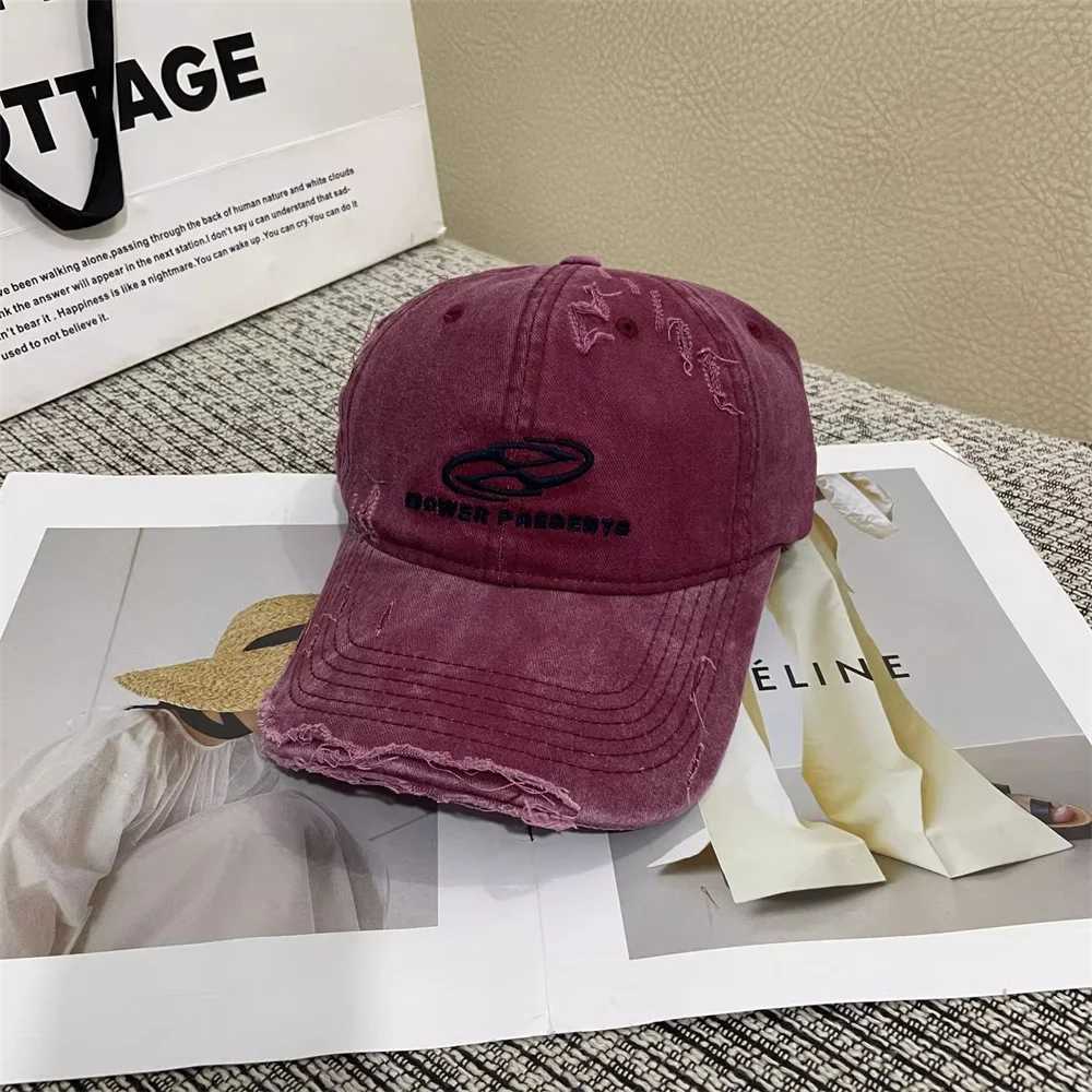 Korean Version Letter Embroidery Baseball Hat For Unisex Wash Soft Top Trend Dilapidated Sunshade Outdoor Versatile Peaked CapX241018