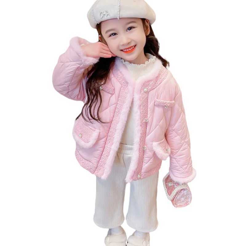 Girls outerwear winter cotton windproof princess warm and thick youth plus size sportswear childrens clothing M241018