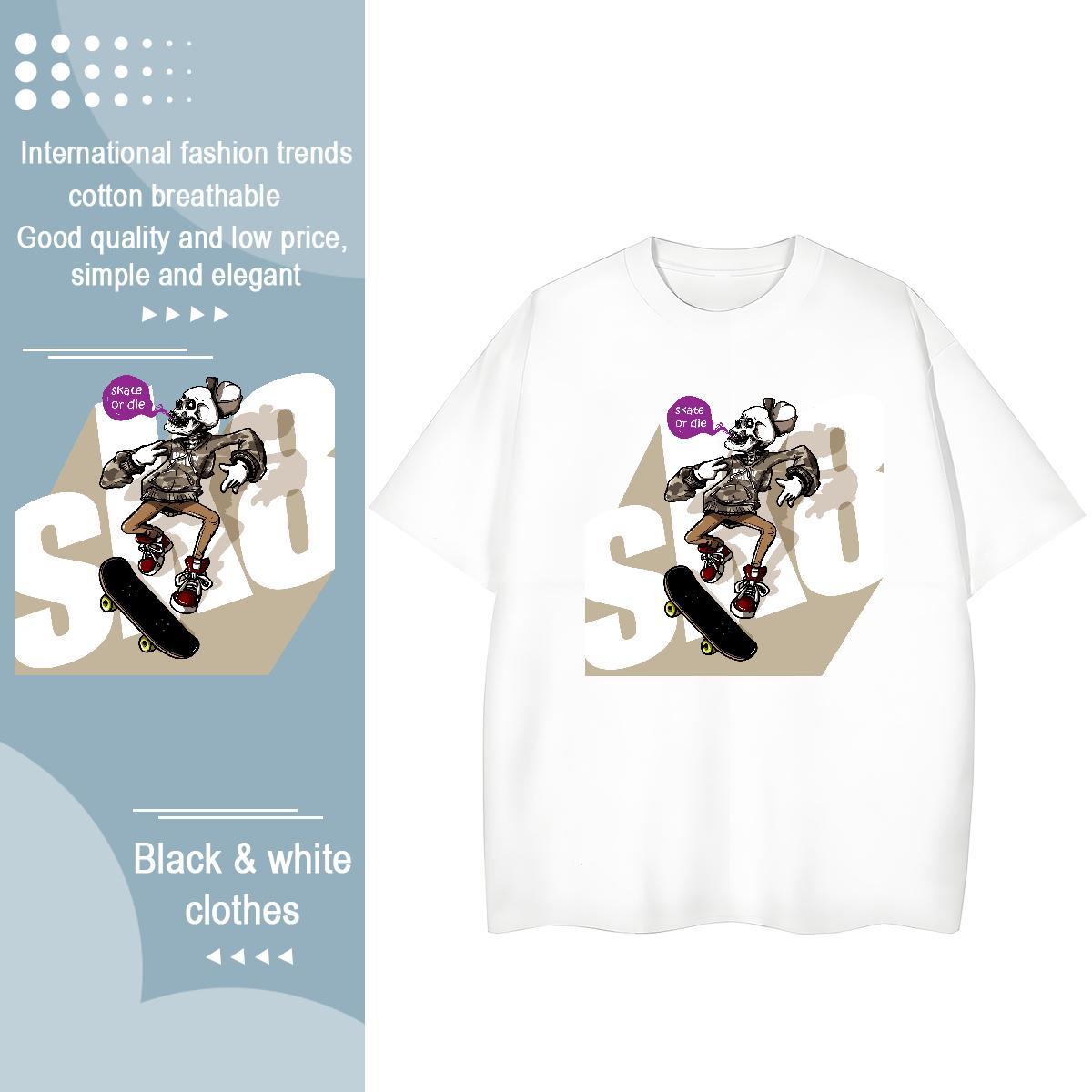 Classic Woman T Shirts 100% Cotton 230g Round Neck Short Sleeve Hip Hop Street skateboarding Women Tees Loose fit Black Oversized Polos