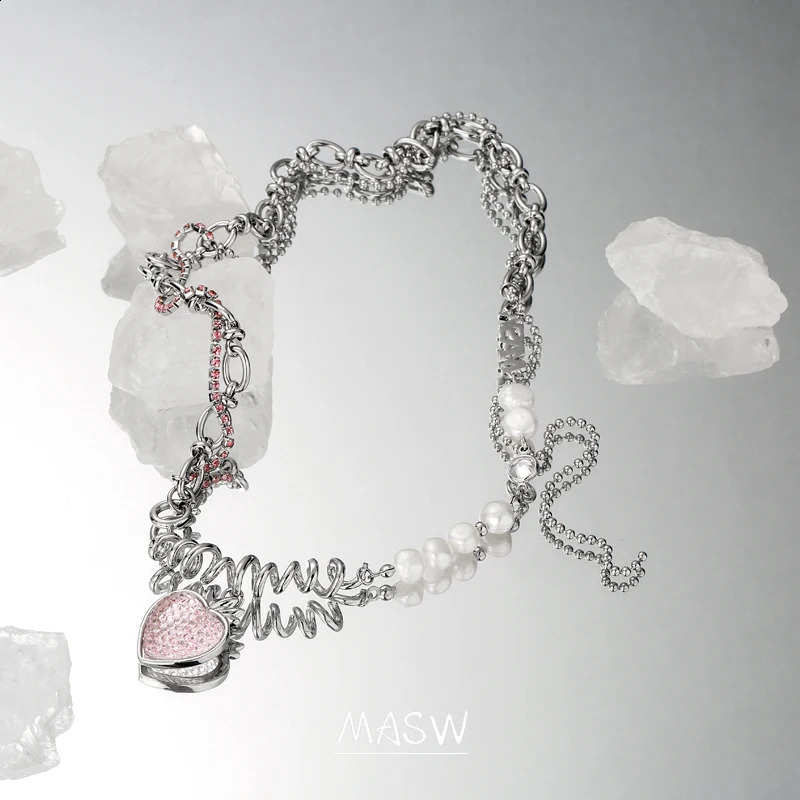 MASW Fashion Jewelry Strawberry Pendant Necklace Style One layer Thick Silver Plated Necklace 241018