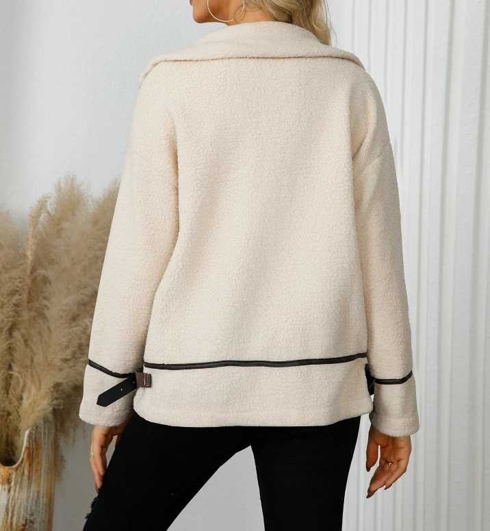 Women Casual Button Lamb Wool Coat Temperament Commuting Womens Clothing New Fashion Female Elegant Crop Warm Top JacketX241018