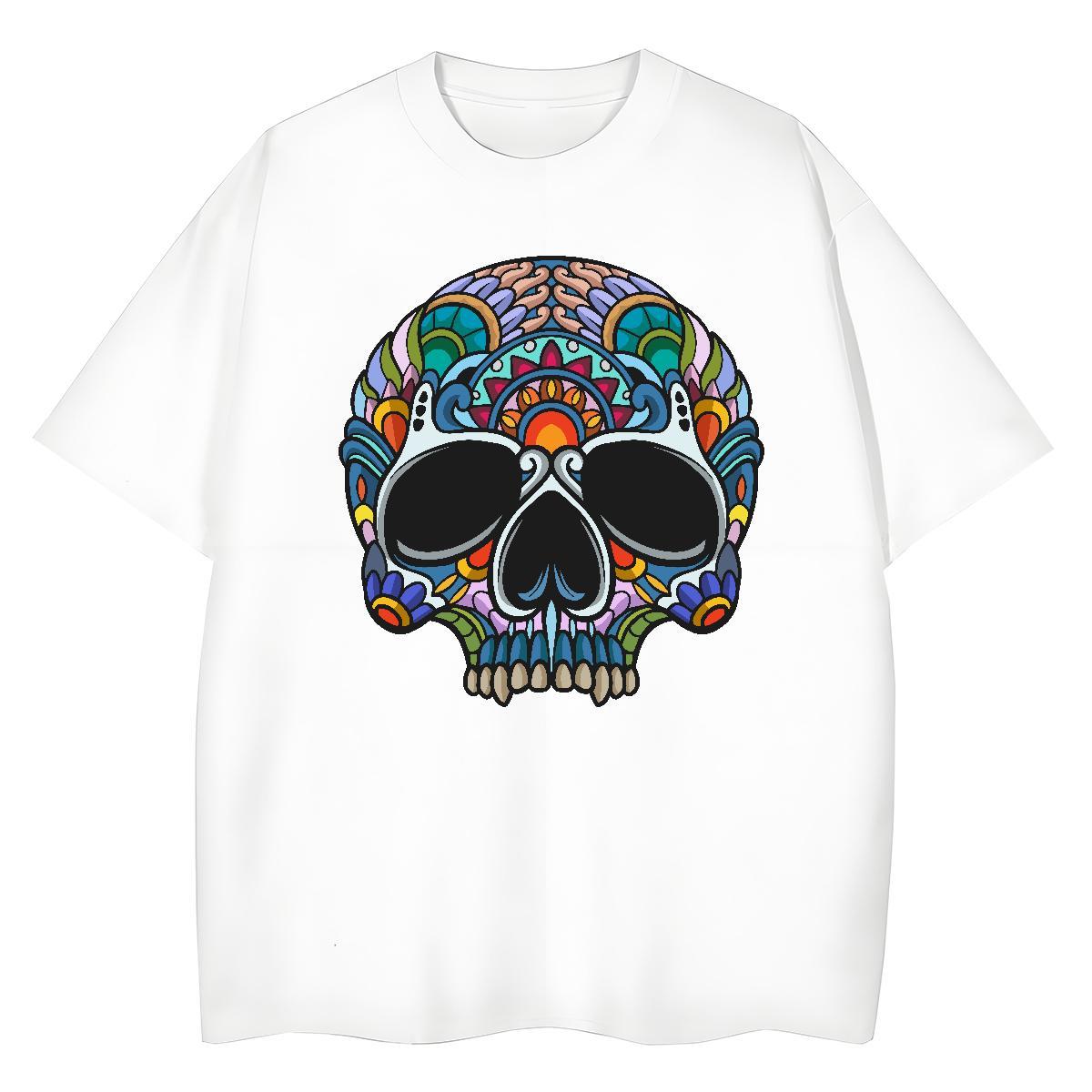 Fashion Woman T Shirts 230g Pure Cotton Breathable Crew Neck Hip Hop Street skull Woman Tshirt Loose fit Plus Size Cartoon Top Shirts