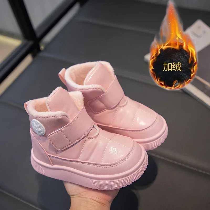 Boots Winter popular childrens high top snow boots waterproof thick velvet girls beautiful casual shoes fashionable childrens warm cotton shoes H24101