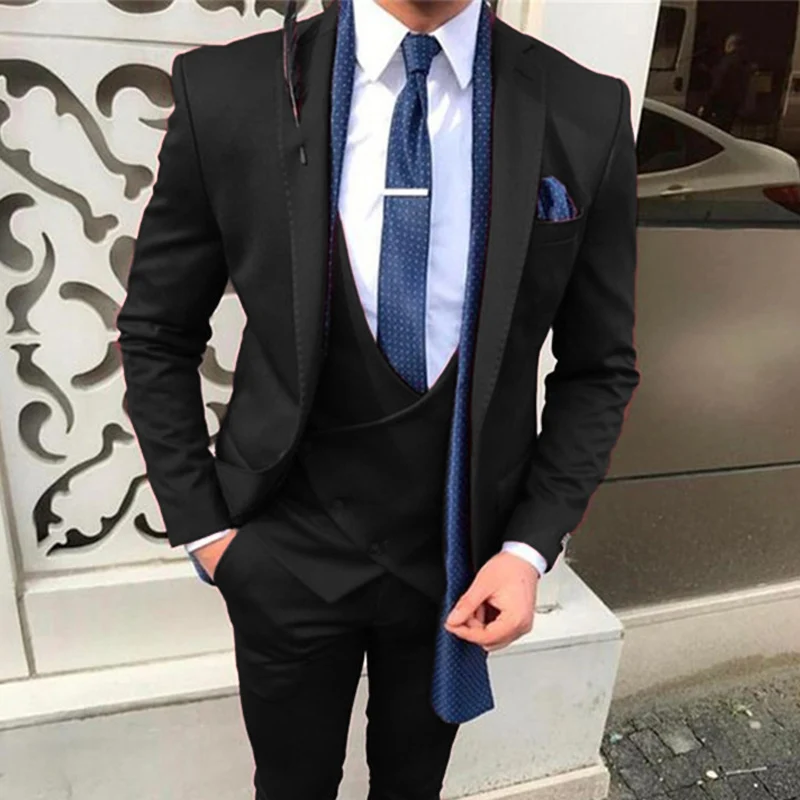 Formal Suits For Mens Slim Fit 3 Pieces Wedding Tuxedo Groomsmen Male Fashion Business Costume Jacket Vest With Pants 2024