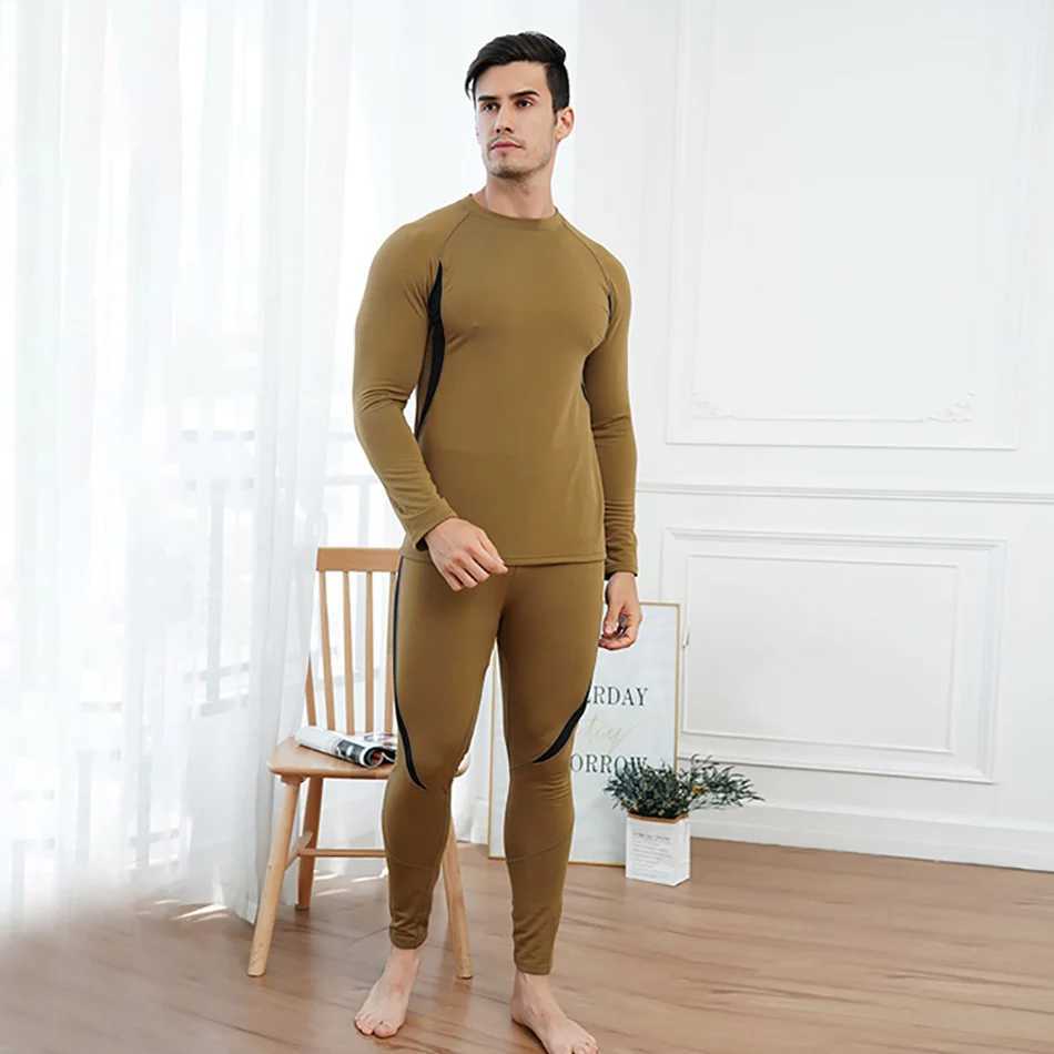 Mens Thermal Underwear 2pieceset tactical uniform winter hot underwear set outdoor quick drying tactical long compression fitness suit 2024 new mode Y