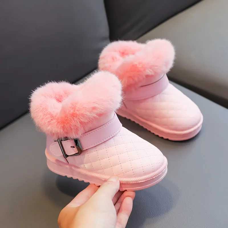 Boots Childrens snow boots girls cotton shoes winter plush warm and anti slip childrens shoes H241018