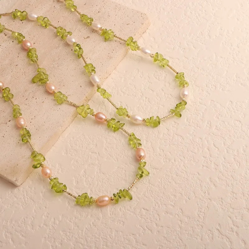 Minar Bohemia multicolored irregular natural stone chain freshwater pearl bead necklace suitable for women 14K real gold copper necklace 241018