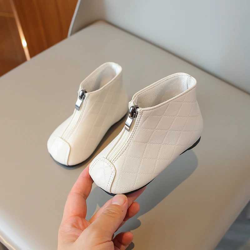 Boots Girls Short Leather Boots Soft Breatheable Baby First Walker Shoes Front Zipper Solid Color Kids Fashion Boots Spring Autumn H241018
