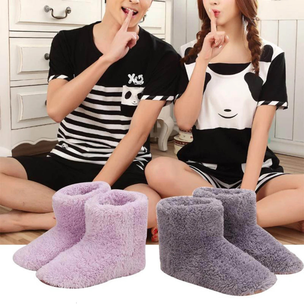 Electric heated shoes USB charging winter plush shoes washable winter heating soft and comfortable multi-functional tool for warming feet241018