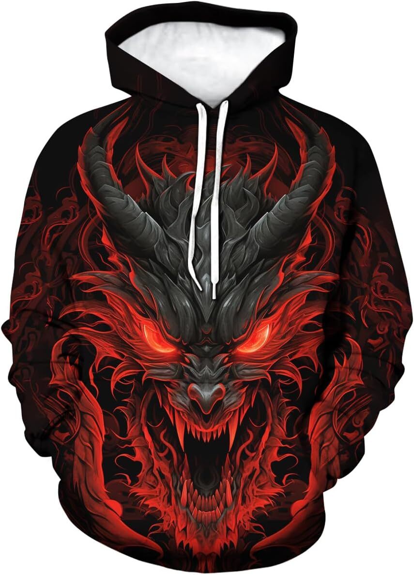 Hoodie for Mens Womens Mens Novel Dragon Hoodie 3D Print Graphic Hoodies Casual Cool Sweatshirt Pullover Graphic Hoodies sweatshirt Fashionable and Wa