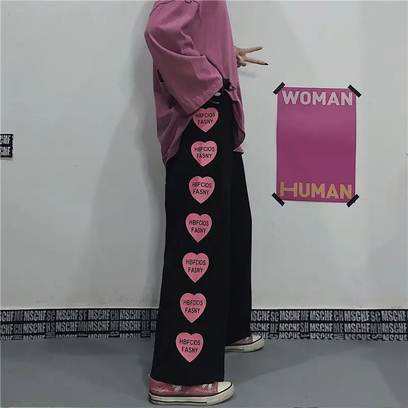 Japanese Y2k Oversize Graphic Wide Sweatpants Men Streetwear Print Casual Track Pants Male Sport Straight Trousers 241018