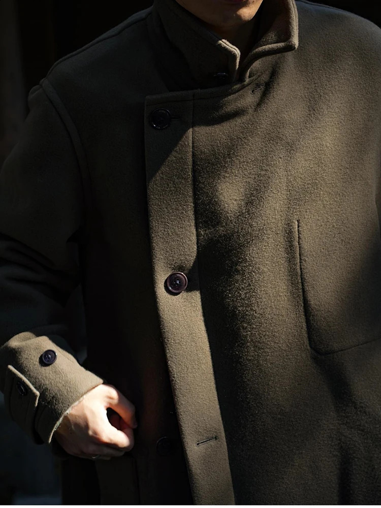 Mauroicardi Autumn Winter Oversized Long Warm Brown Wool Blends Coat Men Unisex Clothes Woolen Overcoat 2024 241007
