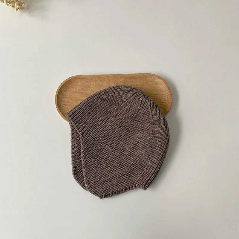 Korea Solid Color Baby Beanies Soft Baby Bonnet Cap Kids Knitted Hats Autumn Winter Baby Hat New Born Photography Props LX241018