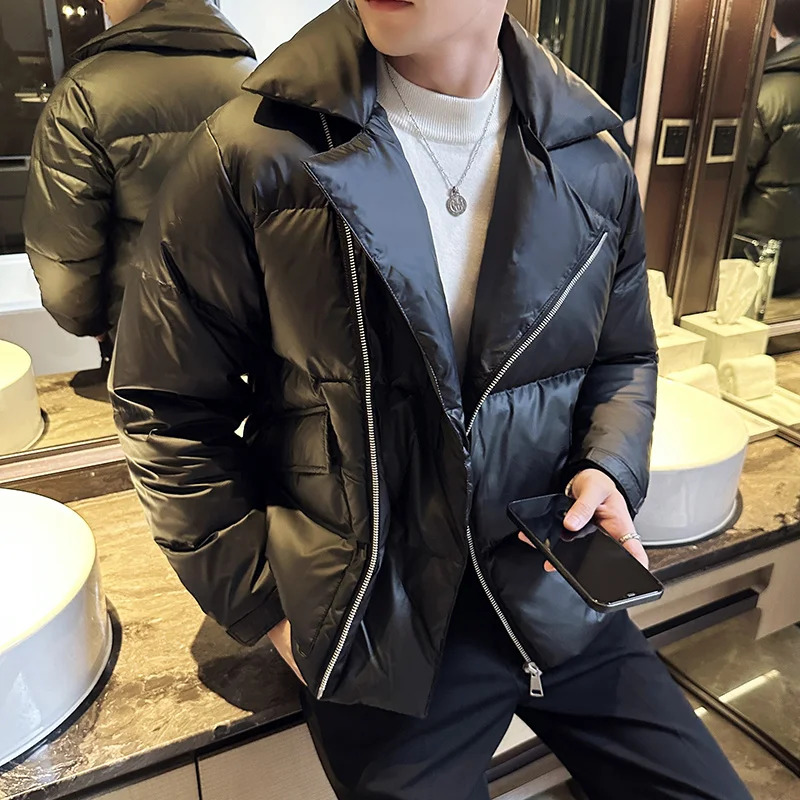 Winter White Duck Down Coats High Quality Large Lapel Bread Coat Streetwear Fashion Short Loose Outdoor Warm Jacket