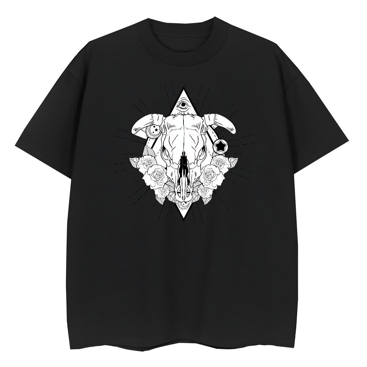 Fashion Casual Women T Shirts 230g 100% Cotton O-Neck Short Sleeve Beach eye of the devil Womens Tshirts High quality Anime Print Clothes Shirt