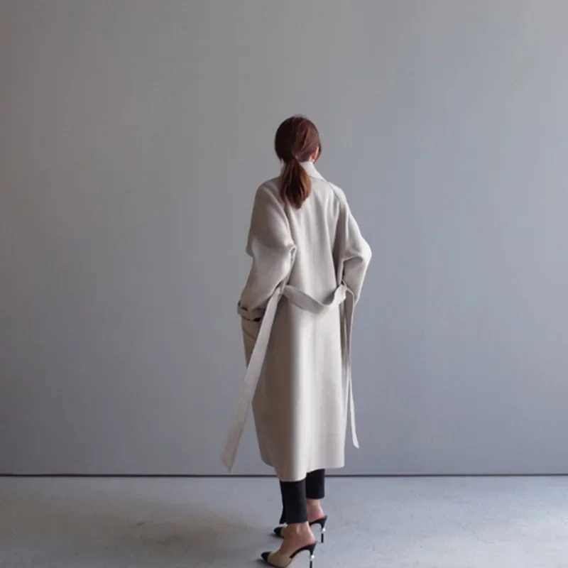 Reversible Medium-length Woolen Jacket For Women 2020 Autumn/winter New Solid Color Double-sided Fleece Coat Pretend SheepskinX241009