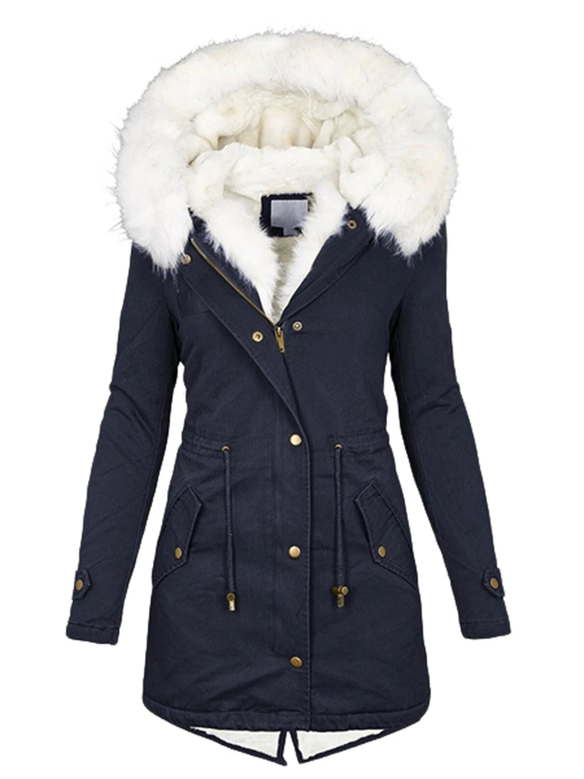 Women Jacket Parka Long Parkas Female Cotton Hooded Overcoat Loose Coat Thick Warm Windproof Casual Autumn Winter Plus size 241018
