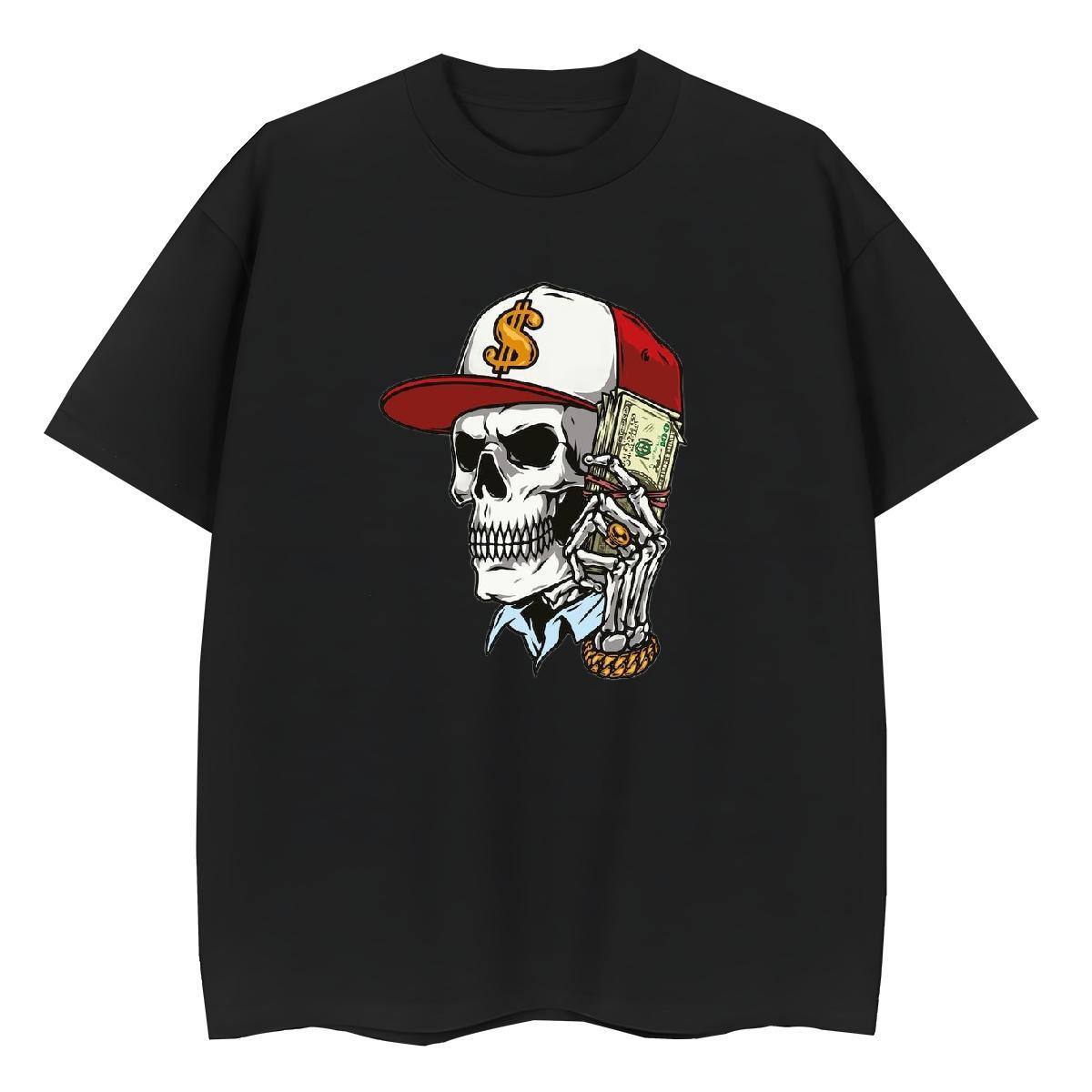 Stylist T-Shirts for Women 100% Cotton 230g Crew Neck Spring Summer skull Tshirt for Man Woman Unisex Custom Printing Tshirts
