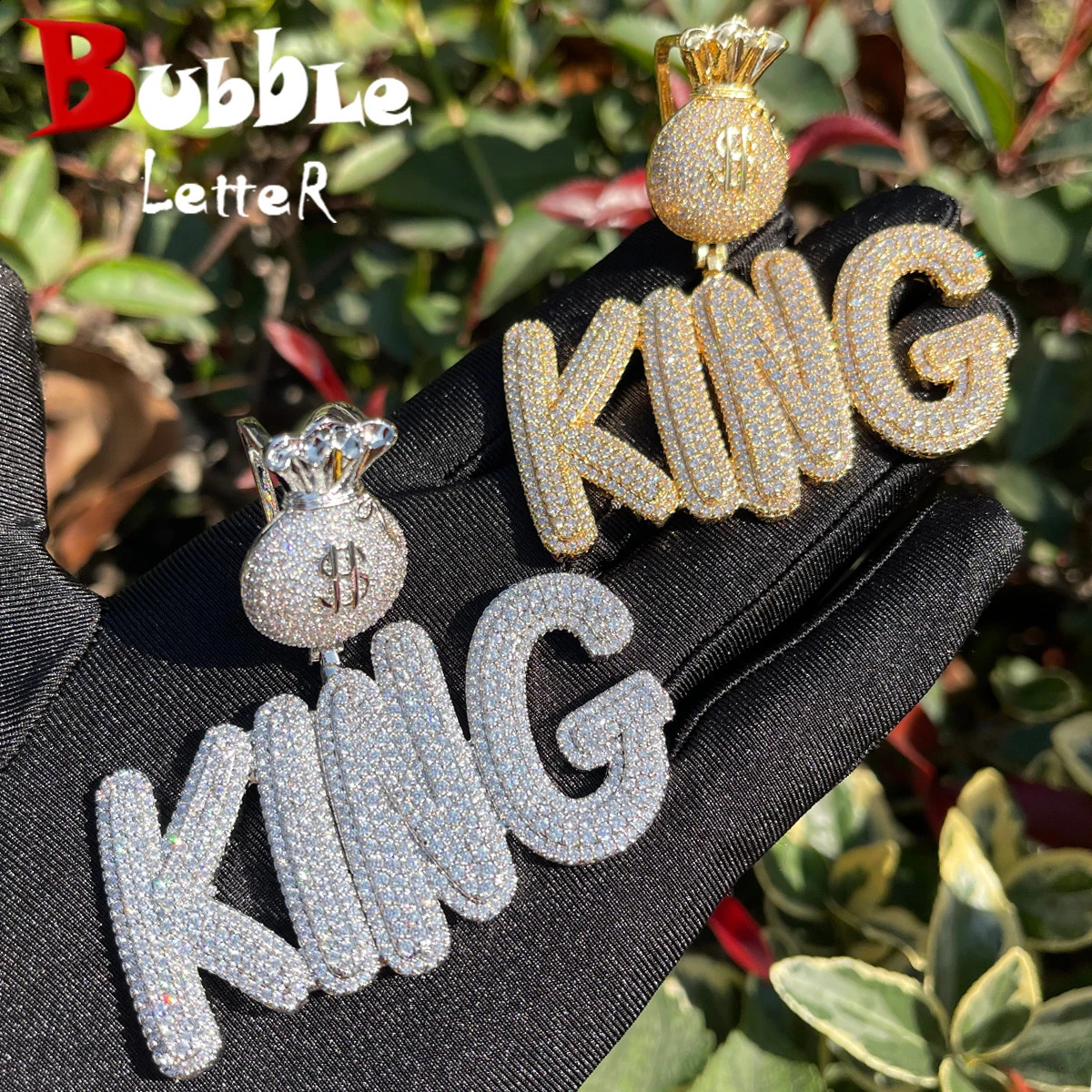 Customized mens money bag necklace with bubble wrap personalized pendant and fork set hip-hop jewelry 241018