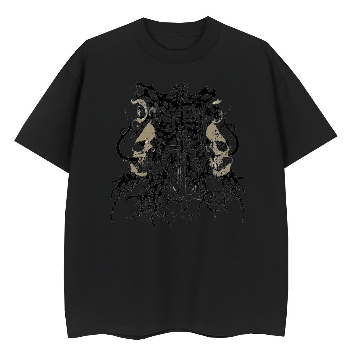 DIY T Shirts Women 230g Cotton O-Neck Short Sleeve Daily Outfit skull Lady T shirt Popular Anime Oversized Clothes