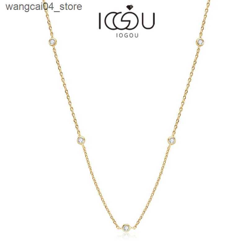 Chokers IOGOU Choker 925 sterling silver round 2.5mm D color silica womens necklace 14k gold certificate gift 16+2 inches L240910