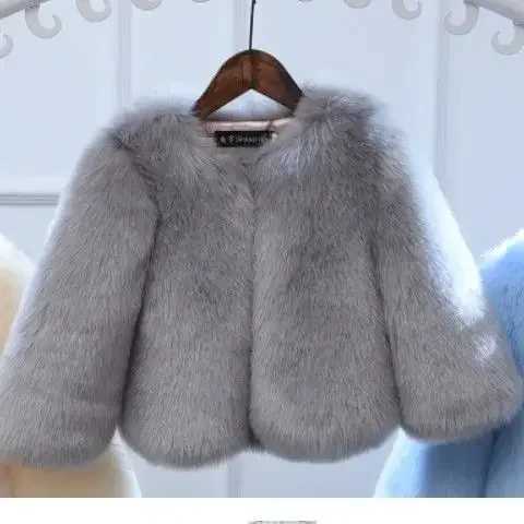 Womens faux fur leather jacket warm and elegant for toddlers womens fox fur coat womens winter clothing long sleeved jacket 2-12 years old M241018