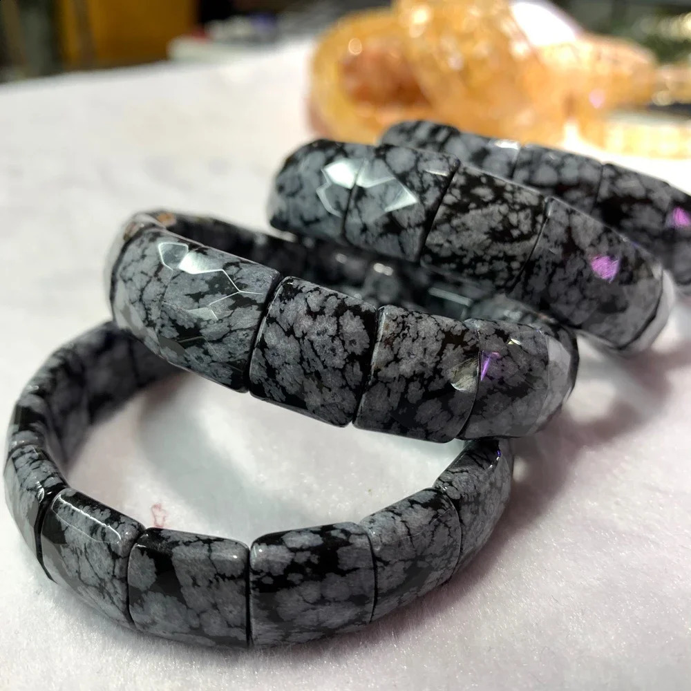 Snowflake Obsidian Stone Bead Bracelet Natural Gemstone Fashion Jewelry Accessories Bracelet Mens Wholesale 241017