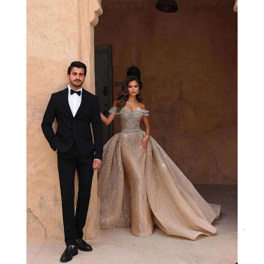 Urious Crystal Wedding Dresses: Off-Shoulder Bridal Gowns With Detachable Train And Sequins Beading - Custom Made For Your Perfect Day 6660311