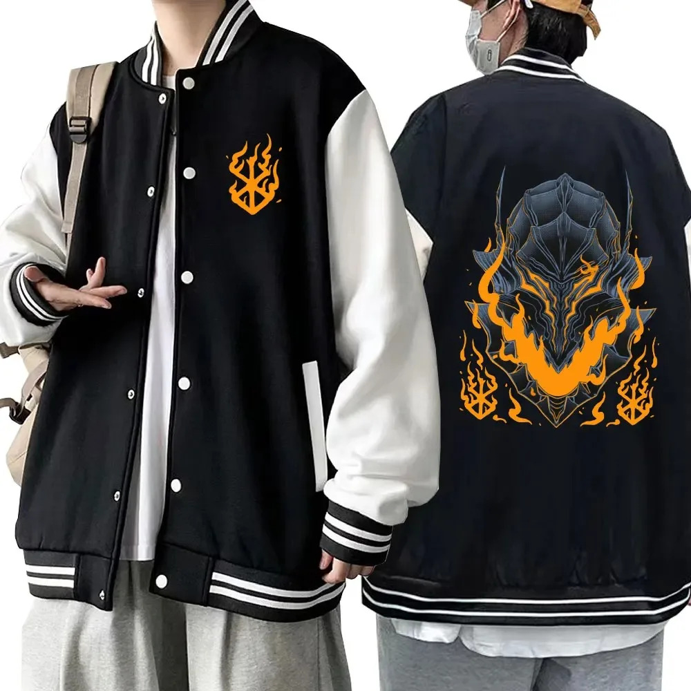 2024 Anime Berserk Guts Scorch Baseball Uniform Men Women Haruku Manga Swordsman Gatsu Sweatshirt Male Coat Jacket