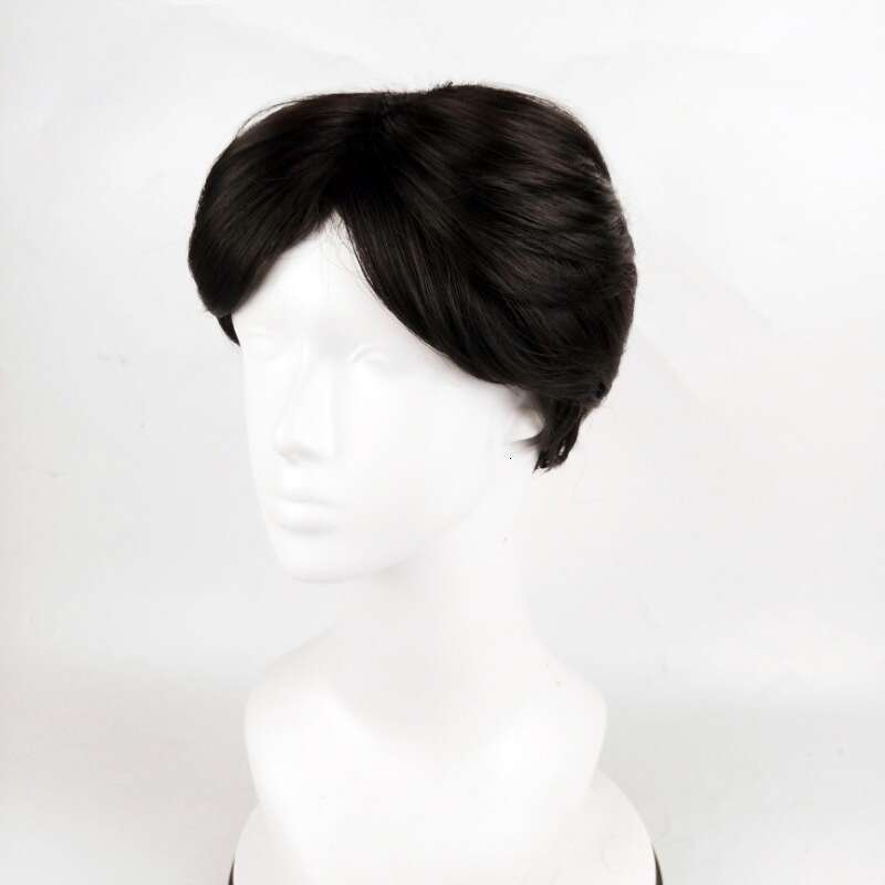 Men's Fluffy Hoodie With Middle Split Bangs, Short Hair Mechanism, Synthetic Fiber Wig