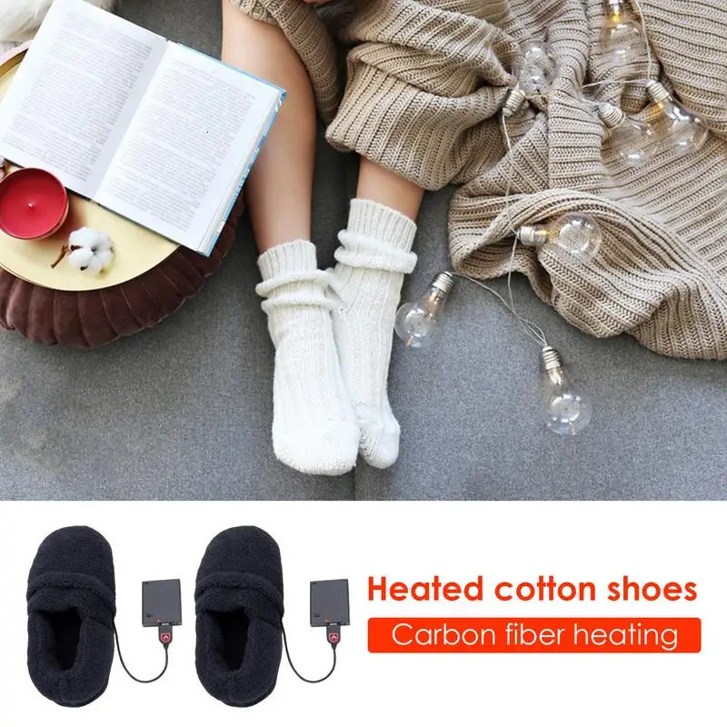 USB charging heated cotton shoes smart home heating warm mens and womens slippers indoor warm feet electric warm shoes241018