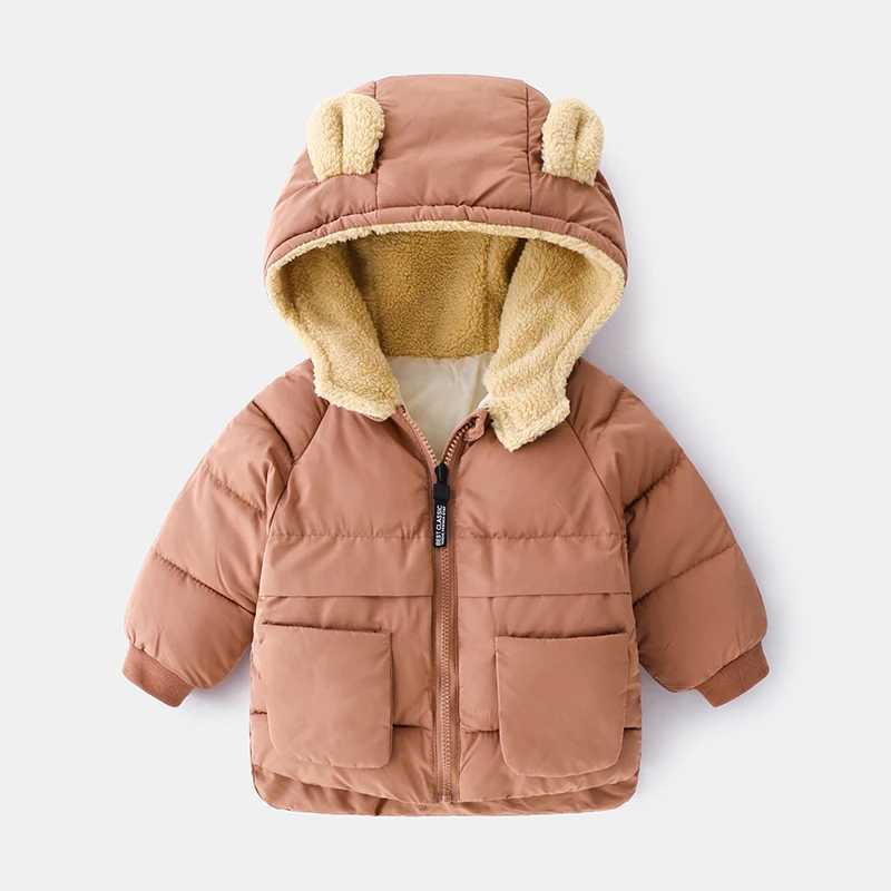 New boys jacket keeps warm hooded childrens jacket autumn thick zipper girls coat Christmas gift 2-6 years childrens clothing M241018