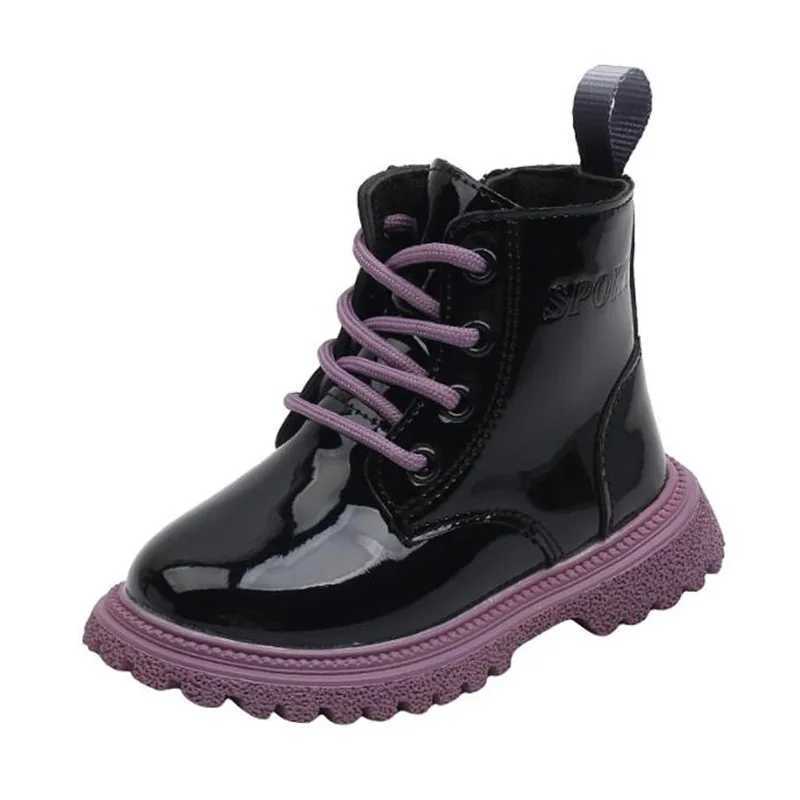 Boots Childrens Designer Boots Leather Childrens Short Ankle Boots Fashion Lace Girls Casual Shoes H241018
