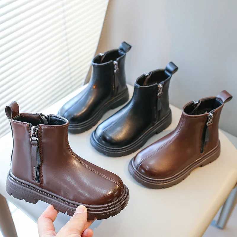 Boots 2023 New Girls Casual Boots Side Zipper Children Chelsea Boots for Boys Britain Style Breatheable Non-slip Kids Boots Versatile H241018