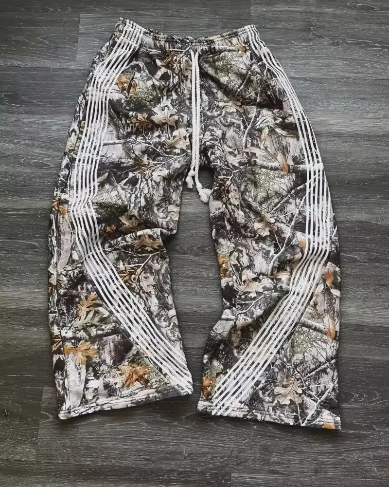 Y2K Gothic Rock Retro Loose Camouflage Sports Pants Harajuku Personality n High Quality Drawstring Striped 241018